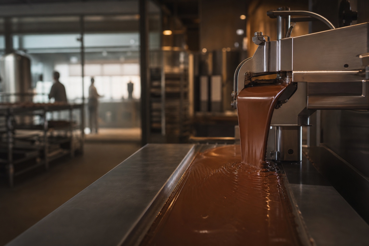 Chocolate production in a modern manufacturing facility